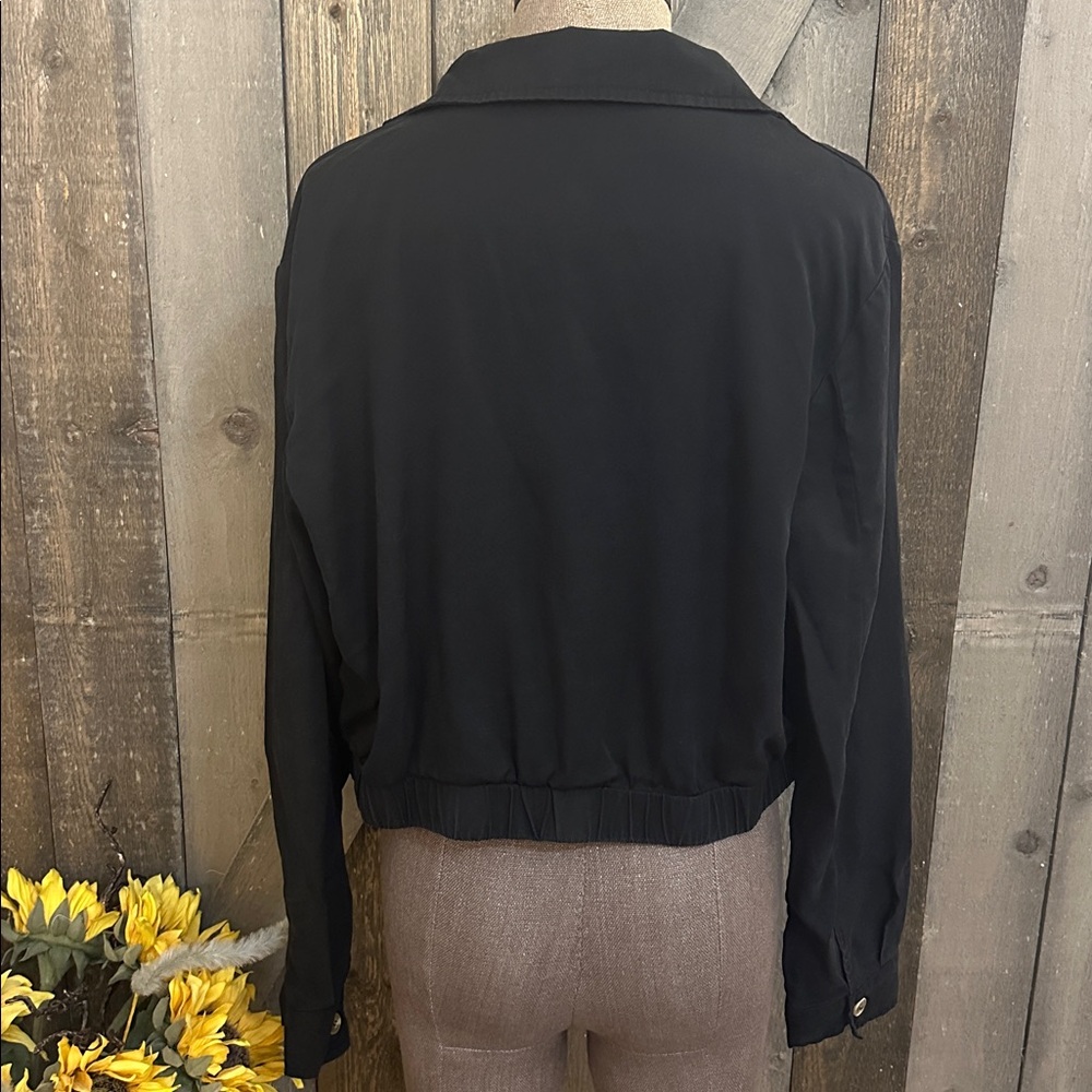 Lulus Eldora Black Button up Cropped Utility Jacket | Size Small - Picture 7 of 12